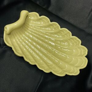 Vintage ABINGDON USA Pottery Clam Shell Center Dish Tray Bowl Platter Green 12”
